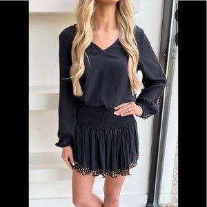 Black studded skirt set